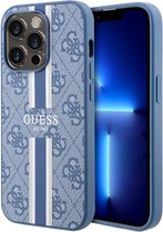 Coque rigide Guess PU 4G Stripes pour iPhone 13 Pro Max, bleu (MagSafe)