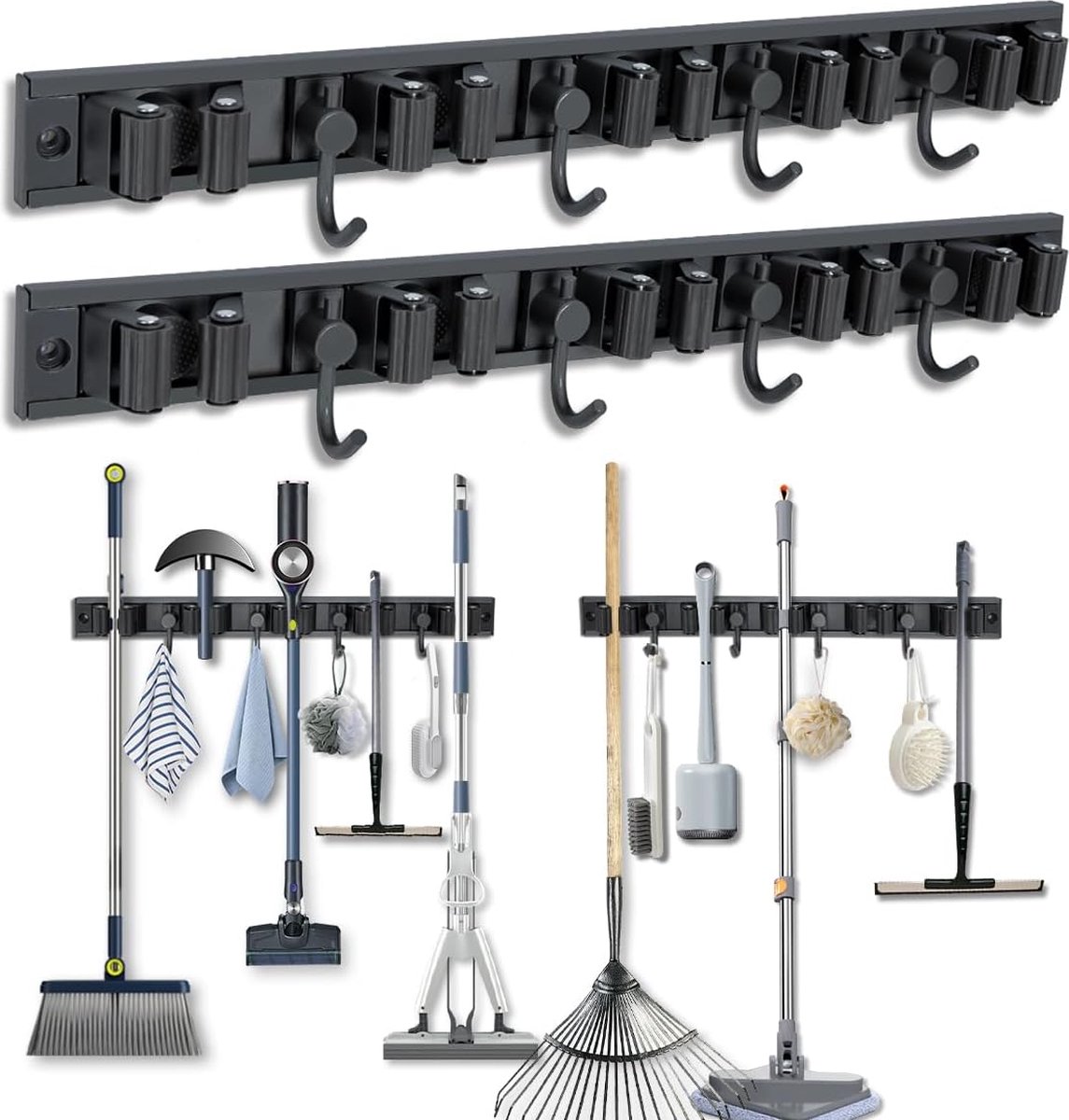 Cintre Auto-adhésif Pour Balai Sans Perçage Antidérapant Mural Salle De