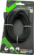 Câble gaming Battletron - USB A vers 2x USB C - PS5 Nintendo Xbox - 2 x 1,5 m + 1 m - Nylon - Zwart