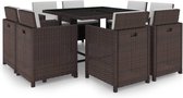 The Living Store-9-delige-Tuinset-met-kussens-poly-rattan-bruin - Tuinset