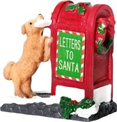 Kerstdorp Accessoire - Santa's Brievenbus met Schattige Hond Ornament voor kerstmis - Tafeldecoratie voor Kerst Village