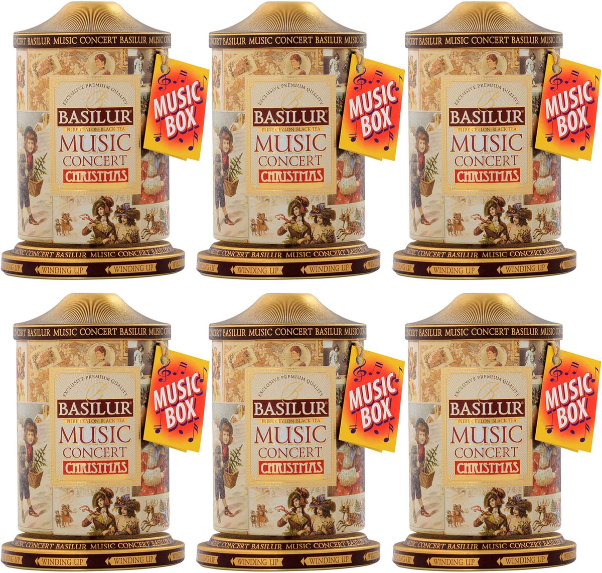 BASILUR Music Concert Christmas - Ceylon Zwarte Losse Blad Thee, Blik met Muziekdoos, Kerstthee 100 g