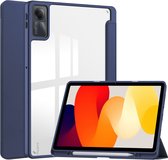 Case2go - Tablet hoes geschikt voor Xiaomi Redmi Pad SE (2023) - Acrylic Trifold case met Pencil houder - Donker Blauw