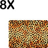 BWK Luxe Placemat - Panter Print - Patroon - Set van 8 Placemats - 35x25 cm - 2 mm dik Vinyl - Anti Slip - Afneembaar