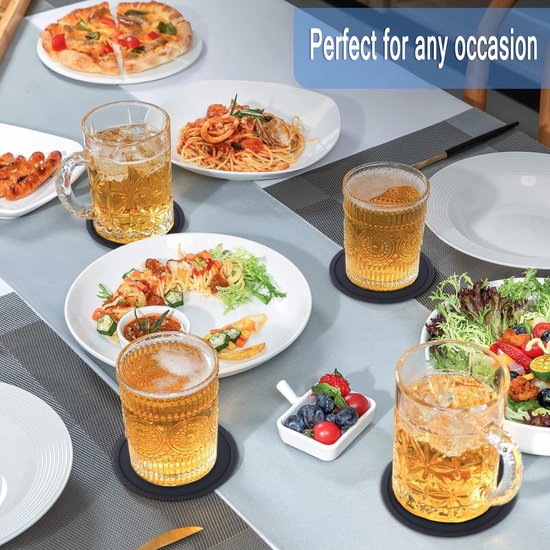 Round Silicone Coasters for Glasses, Set of 12, Heat Resistant and Non