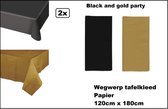 2x Nappe jetable papier noir et or 120cm x 180cm - BLACK AND GOLD PARTY - Thema événement gala