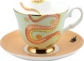 Yvonne Ellen London - Animal Magic - tasse et soucoupe - serpent - tasse jaune - porcelaine - 280ml