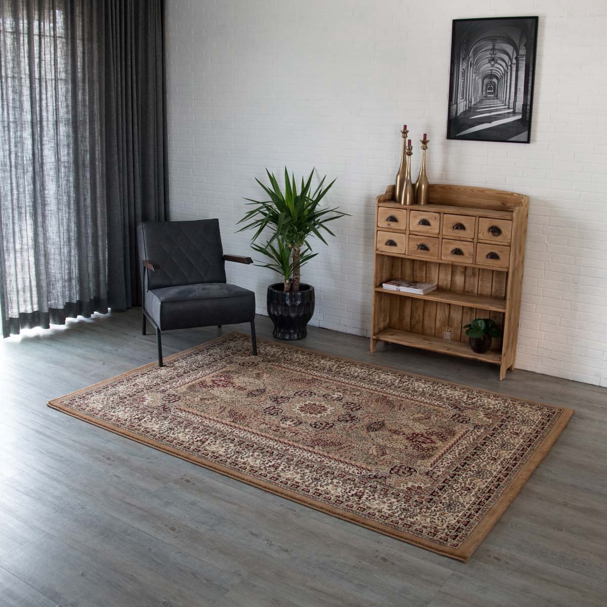 Tapeso Perzisch tapijt - Royalty Tabriz beige 80x150