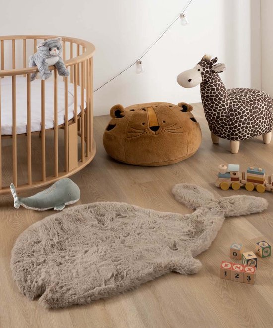 Kindervloerkleed Walvis - Fluffy taupe 70x120 cm