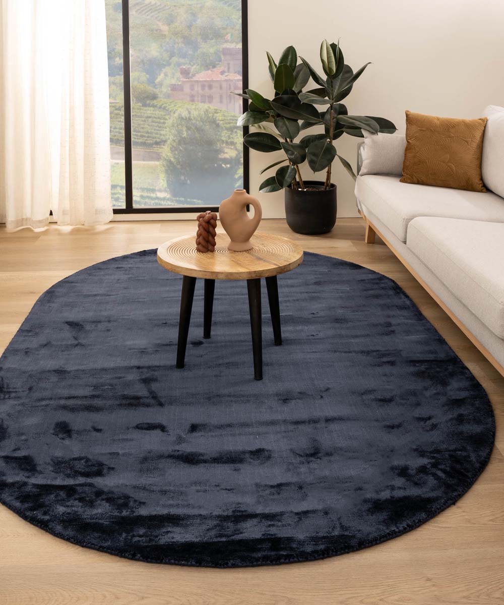 Viscose vloerkleed ovaal - Pearl marineblauw 250x360 cm
