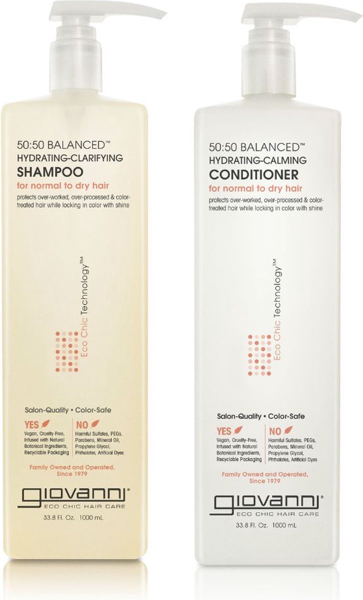 Giovanni Cosmetics - 50:50 Balanced Salon Size Set - Shampoo + Conditioner 2x 1000 ml