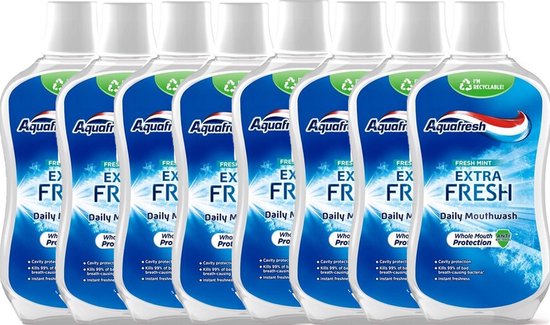 Aquafresh Mondwater – Fresh Mint - Voordeel Verpakking 8 flessen