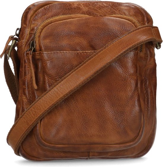 Manfield Cognac leren schoudertas bol