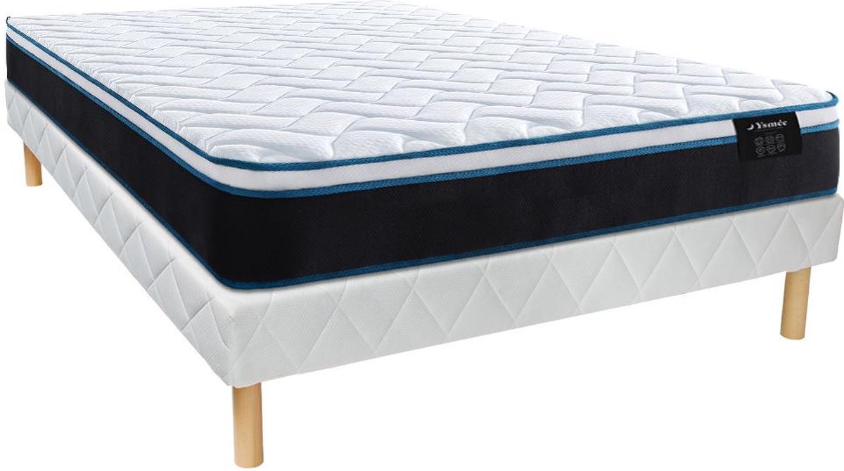 Ysmée Set bedbodem + matras 160 x 200 cm met pocketveren en verfrissend vormgeheugen, dikte 23 cm - TORANO van YSMEE L 200 cm x H 30 cm x D 160 cm