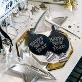 Happy New Year Roltongen Feesttoeters Feesttoeter Papier Toeter Versiering Oud en Nieuw Decoratie Zilver - 6 Stuks