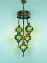 5 ampoules globe lampe suspendue turque lustre oriental verre mosaïque verte