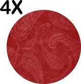 BWK Luxe Ronde Placemat - Rood - Patroon - Achtergrond - Set van 4 Placemats - 50x50 cm - 2 mm dik Vinyl - Anti Slip - Afneembaar