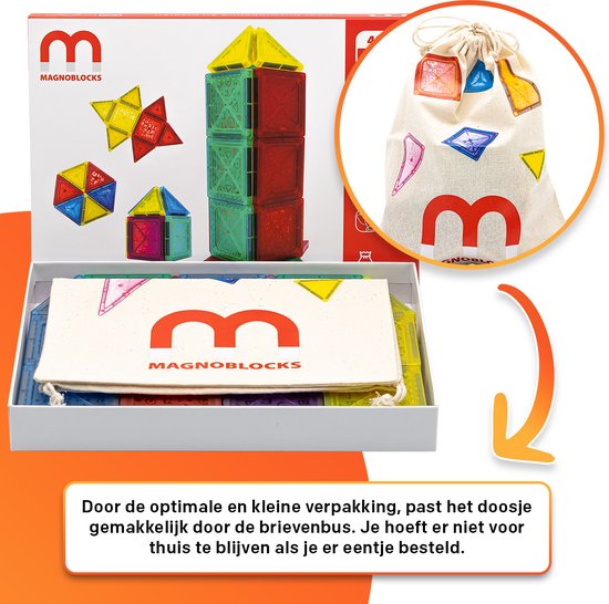 Magnetisch Speelgoed Bouwblokken 45x - Magneet Blokken - Bouwblokken - Magnetische Bouwstenen - Blocks - Speelgoed+3+Jaar - Kinderspeelgoed - 4+Jaar - 5 Jaar - Magnetisch Speelgoed - Constructie Speelgoed - Bouwspeelgoed - Opend Ended Speelgoed van Magnetisch Speelgoed — afbeelding 3