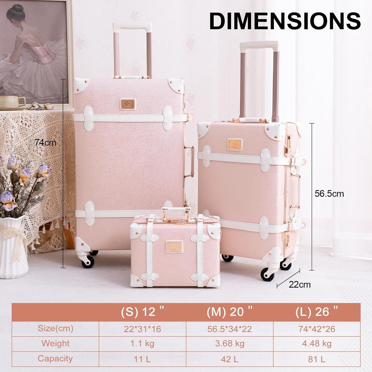 Valise Rigide 4 Roues Ezzyrol - Set 5 Pièces Chariot - Capacité 30-156L - Neuf