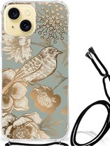 Coque adaptée pour iPhone 15 Fleurs d'oiseaux Vintage