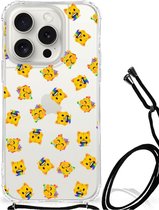 Doorzichtige Silicone Hoesje Geschikt voor iPhone 15 Pro Katten Emojis