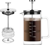 Koffiepers French Press, Dubbelwandig Glas, Warmte-geïsoleerde French Press, Koffiekan, Koffiezetapparaat, 27 oz / 800 ml.