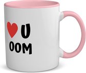 Akyol - love u oom koffiemok - theemok - roze - Oom - de liefste oom - verjaardag - cadeautje voor oom - oom artikelen - kado - geschenk - 350 ML inhoud