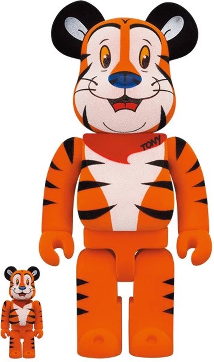 400% & 100% Bearbrick set - Tony The Tiger Flocky (Kelloggs)
