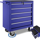 tectake® - Chariot à outils avec 5 tiroirs - bleu - 402798