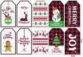 20x Cadeaulabels Kerst / Labels Kerstcadeau / Christmas / kerstlabels / Cadeau / Versiering / Naamkaartjes / Merry Christmas / Karton / Geblokt / Wit / Rood