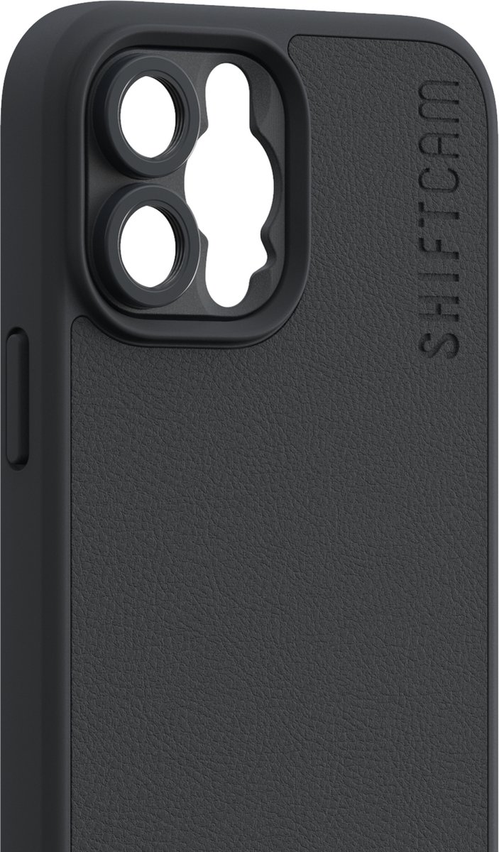 ShiftCam iPhone 13 Pro case - hardcase telefoonhoesje voor LensUltra lenzen - vegan leer - krasvrij - waterbestendig - stootvast - geschikt voor iPhone 13 Pro - antraciet