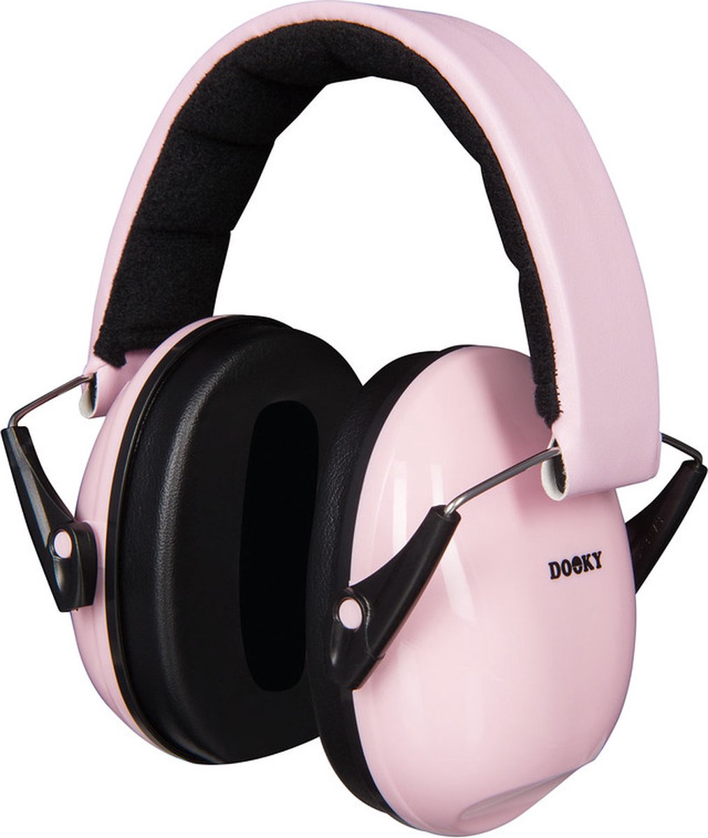 Dooky Gehoorbescherming Kinderen - Verstelbare Koptelefoon 5-16 jaar - 28dB Isolatie - Ideaal voor School, Evenementen & Drukke omgevingen - Oorkappen met Opbergzakje - Noise Cancelling Headphones - Roze