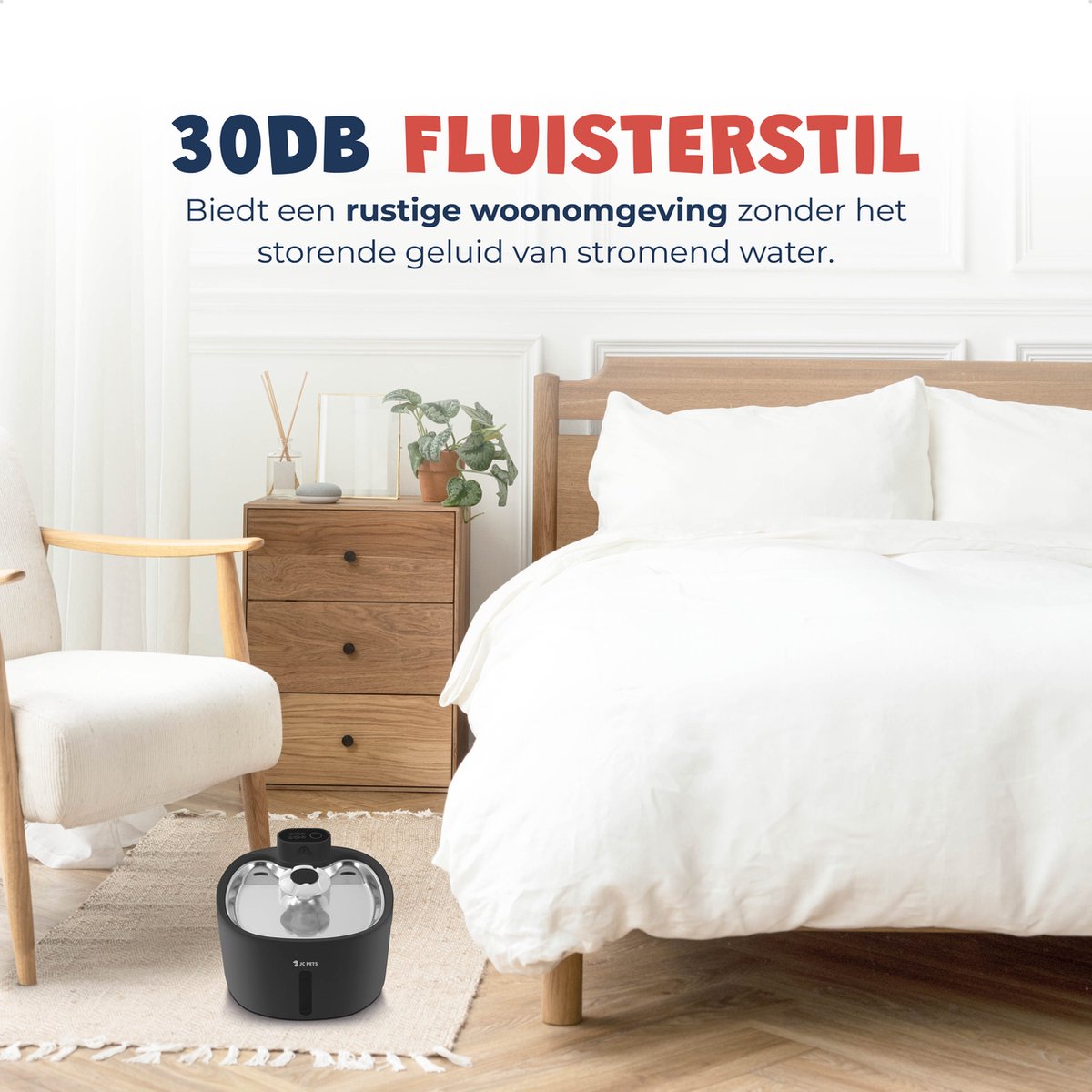 JC Pets Premium Drinkfontein voor Kat en Hond - Draadloze Waterfontein met Sensor - Katten Fontein - Waterbak Automatisch - RVS - Fluisterstil - Inclusief 3 filters - Zwart thumbnail 7