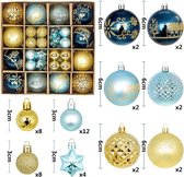 Kerstballen - 44 stuks - Kerstversiering - Kerst - Feestdagen - Versiering - Kerstboom - Blauw - Goud - Glitter - Set