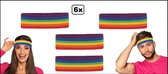 6x Regenboog hoofdband - zweetband hoofd band fitness gay pride regenboog vrolijk thema feest festival