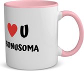 Akyol - love u bonusoma koffiemok - theemok - roze - Oma - de liefste oma - verjaardag - cadeautje voor oma - oma artikelen - kado - geschenk - 350 ML inhoud