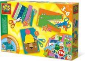 SES - Ik leer knippen - Montessori - stap voor stap - 30 bedrukte kaarten om te knippen - inclusief 3 soorten scharen
