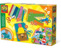 foto van SES - Ik leer knippen - Montessori - stap voor stap - 30 bedrukte kaarten om te knippen - inclusief 3 soorten scharen