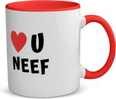 Akyol - love u neef koffiemok - theemok - rood - Neef - de liefste neef - verjaardag - cadeautje voor neef - neef artikelen - kado - geschenk - 350 ML inhoud