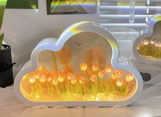 Zelf-maak Wolk Tulp Spiegel Lamp - Geel | DIY Cloud Tulip Flower Night Light  Mirror... | bol