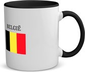 Akyol - belgie koffiemok - theemok - zwart - Brussel - belgen - embleem belgische vlag - toeristen - - 350 ML inhoud