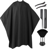 Manteau de coiffure BOTC - Tablier de coiffure avec brosse - Coupe de Cheveux à la maison ou au salon - Adultes et Enfants - 160 x 140 cm - Zwart