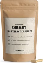 Cupplement - Shilajit 60 gélules - 5 % d'extrait de résine - 500 MG par gélule - 100 % Pure - Superaliment - Geen poudre - De l'Himalaya - Testostérone