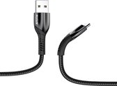 Rixus - USB naar USB C oplaad Kabel - 1 meter - Snellader & Datasynchronisatie - Oplaadkabel geschikt voor o.a. Samsung, iPhone 15 & iPad - Stevig gevlochten materiaal - Metaalgrijs