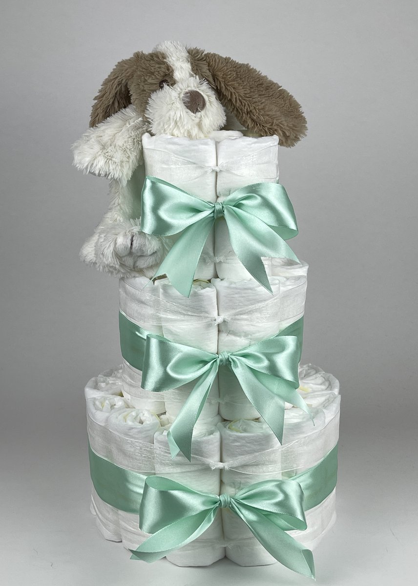 Goedkoopste Chouette-Chouette | Luiertaart Neutraal | Kraamcadeau | Geboorte Jongen Meisje | Babyshower | Tuttle Hond David Groen