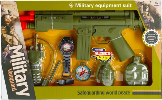 militair speelgoed set .8 delig. 43 x 27 x 5 cm.