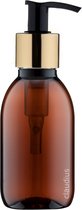 Lege Plastic Fles 250 ml PET Amber bruin - met gouden pomp - set van 10 stuks - navulbaar - leeg