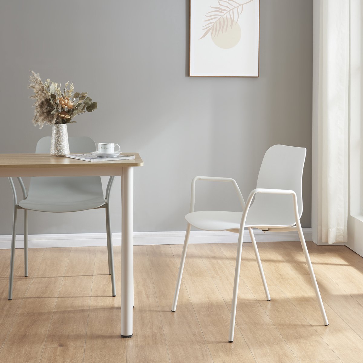 en.casa Eetkamerstoel set van 2 Kankaanpää 80x57,5x52 cm wit