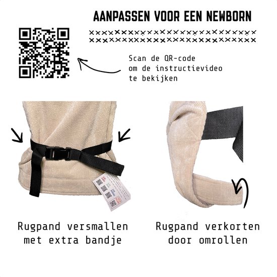 ByKay Click Classic - draagzak baby - ergonomisch - tot 18kg - newborn tot 2 jaar - comfortabel en snel - beige - Rib Almond Sand