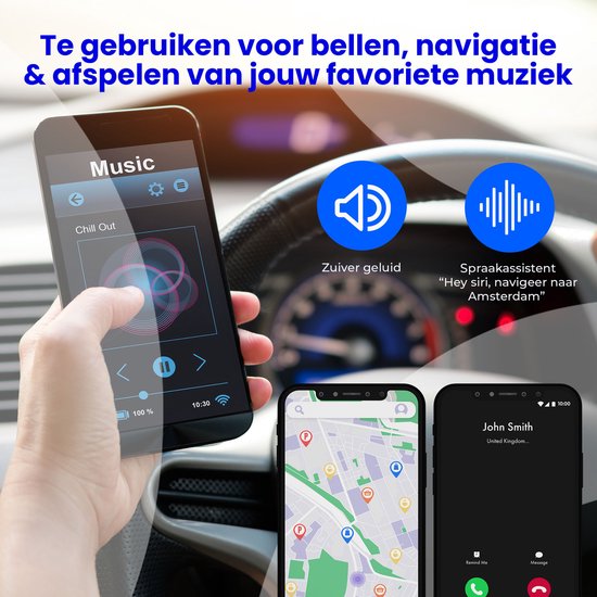 DirectGoods® Bluetooth Receiver - 3.5MM AUX - Bluetooth Ontvanger - Handsfree Bellen - Bluetooth Audio Receiver - Bluetooth Auto via AUX - Incl. Aux Kabel